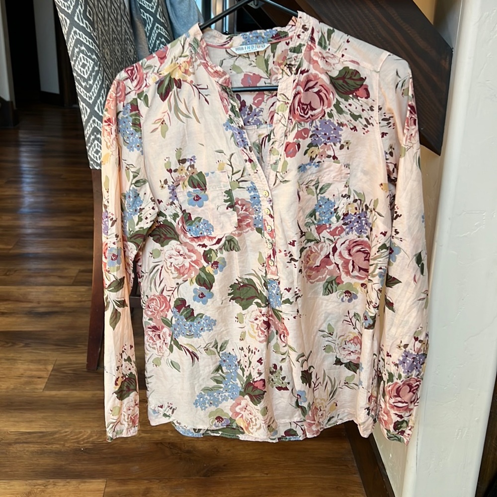 Silk and cotton long sleeved blouse